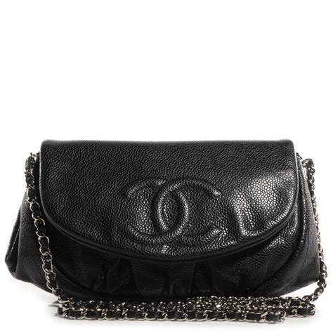 CHANEL Caviar Half Moon Wallet On Chain WOC Black